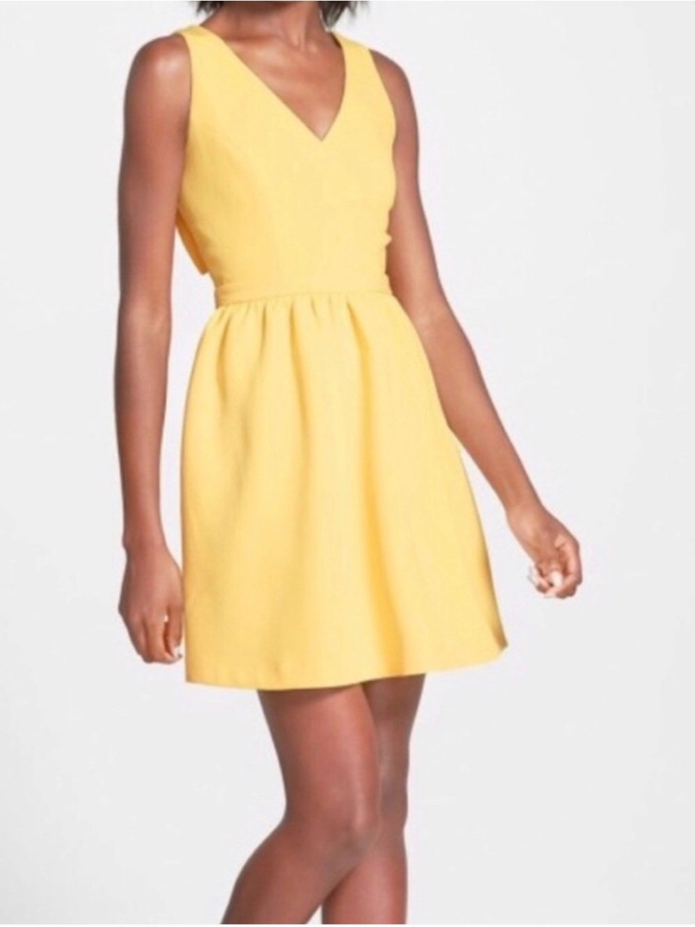 Soprano Yellow V-Neck Sleeveless Mini Dress